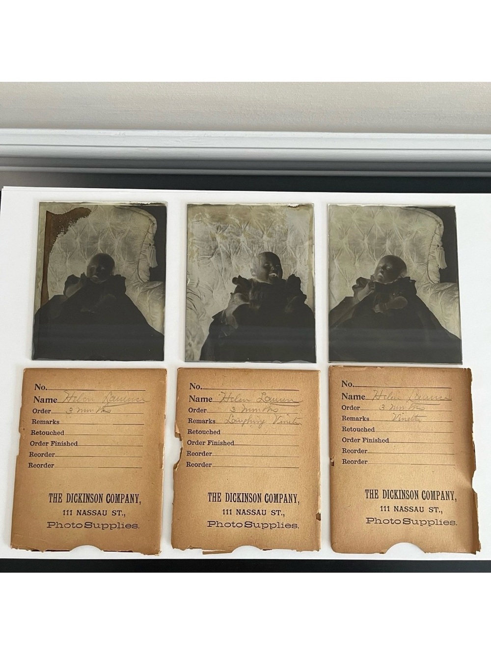 Antique Glass Plate Negatives Baby 3 Months Early 1900s 5 X 4 Inch Set Of 3